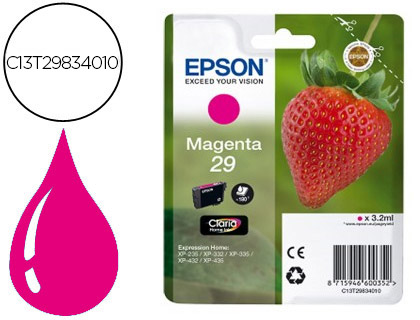 CARTOUCHE EPSON T2983 JET D'ENCRE C13T29834010 COULEUR MAGENTA 180P