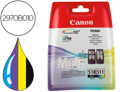 CARTOUCHE CANON PACK PG-510 + CL-511 NOIR ET COULEURS