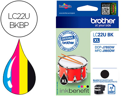 CARTOUCHE BROTHER JET D'ENCRE LC22UBK COULEUR NOIR 2.400P