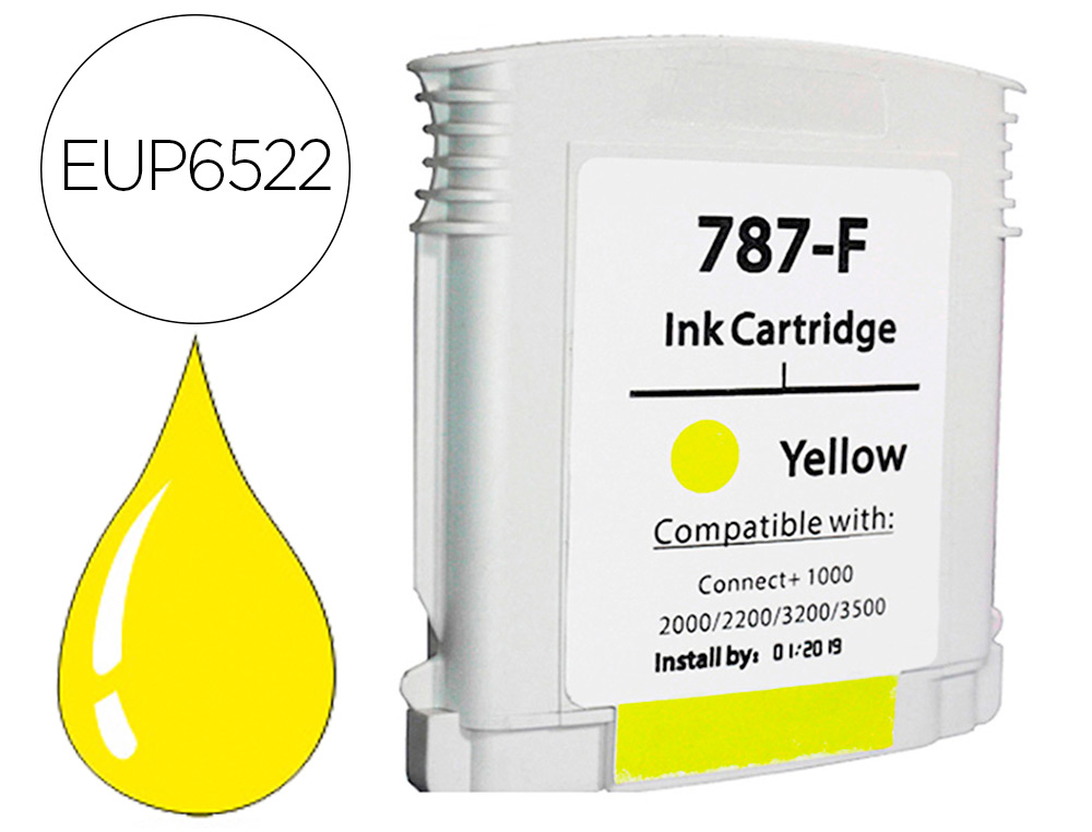 CARTOUCHE COMPATIBLE AVEC PITNEY BOWES HAUTE CAPACITE POUR MACHINE AFFRANCHIR CONNECT + 1000/2000/2200/3200/3500 JAUNE