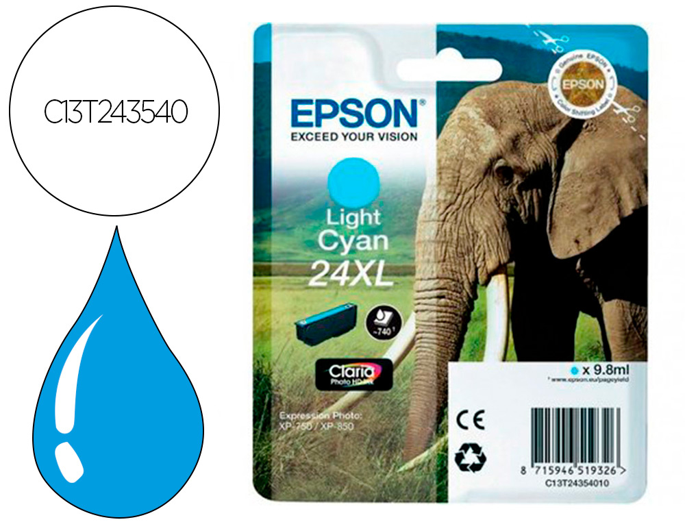 CARTOUCHE ENCRE  EPSON CLARIA PHOTO HD INK  24XL EXPRESSION PHOTO XP-950 CIAN CLAIR