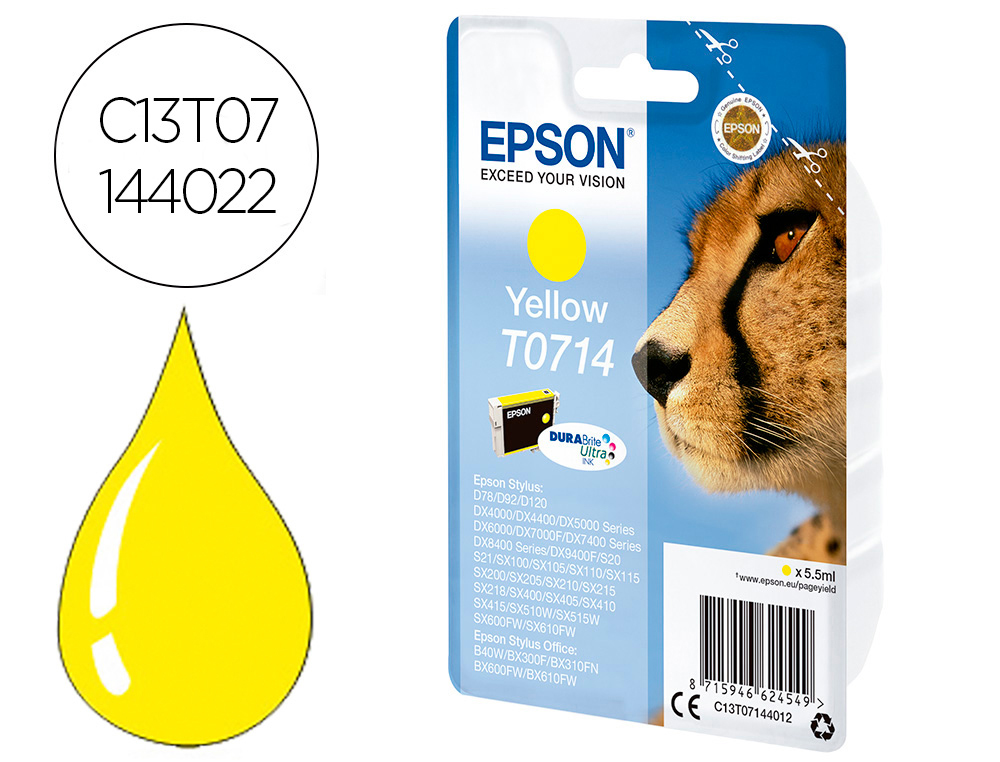 CARTOUCHE ENCRE  EPSON STYLUS D-78/92/120 (RADIOFRECUENCIA  + ACOUSTIC MAGNETIC ) JAUNE