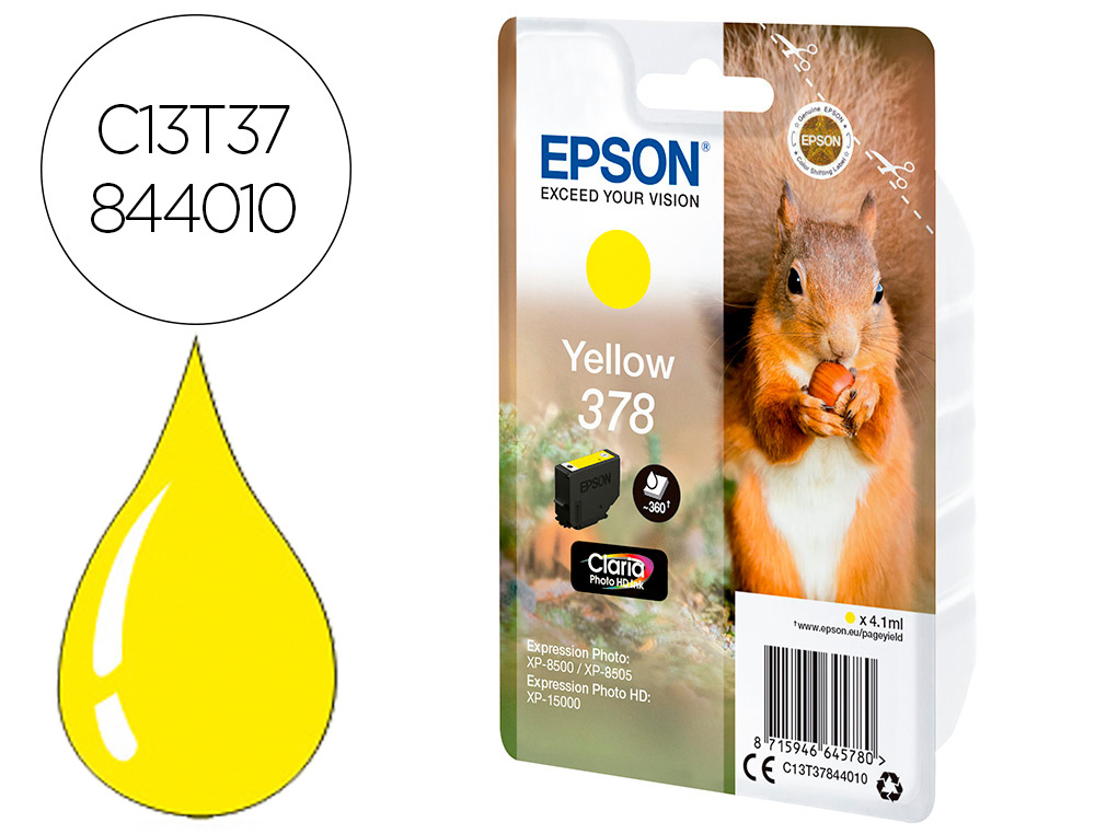 CARTOUCHE ENCRE  EPSON SINGLEPACK378 CLARIA PHOTO   HD INK JAUNE