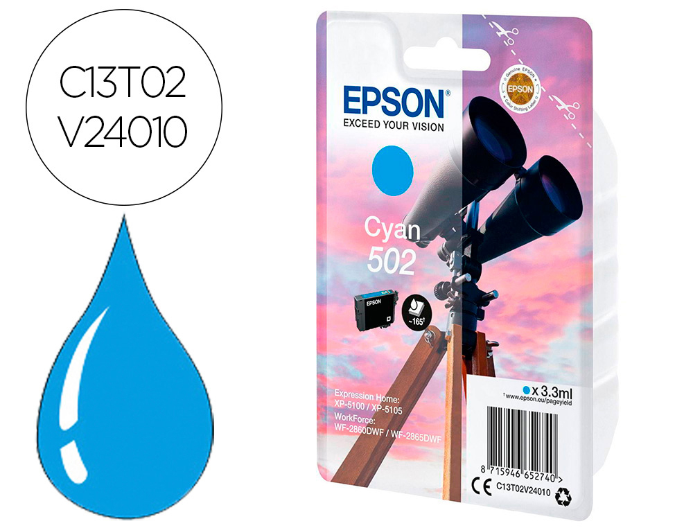 CARTOUCHE ENCRE  EPSON SINGLEPACK  502 INK CYAN