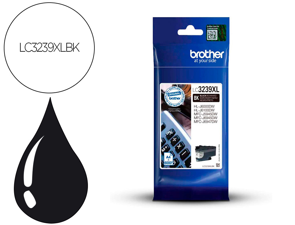 CARTOUCHE BROTHER JET D'ENCRE LC3239 COULEUR NOIR 6000 PAG