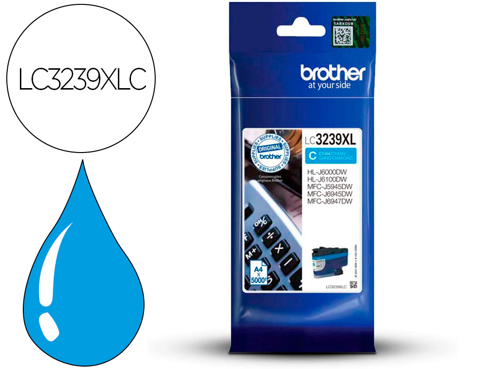 CARTOUCHE BROTHER JET D'ENCRE LC3239C CYAN 5000 PAG