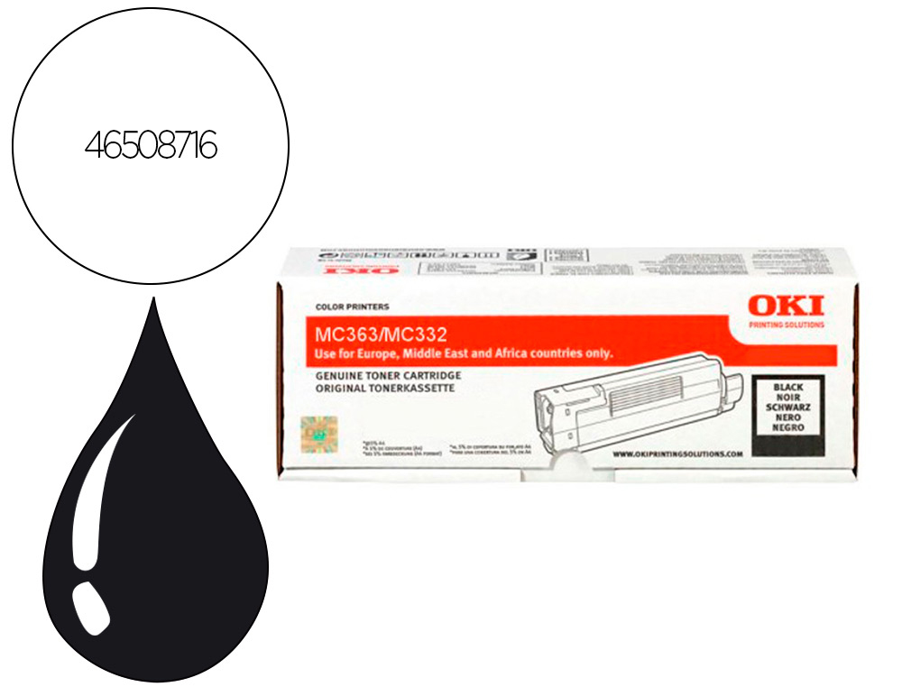 TONER LASER OKI 46508716 COULEUR NOIR 1500 PAG