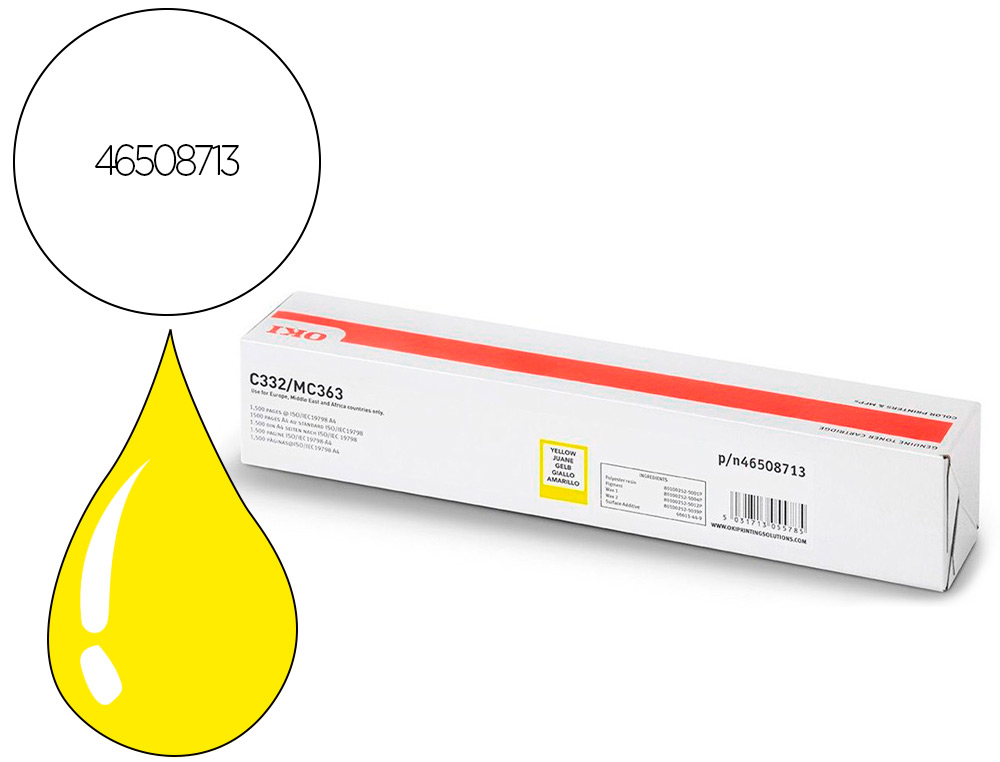 TONER LASER OKI 46508713 COULEUR JAUNE 1500 PAG