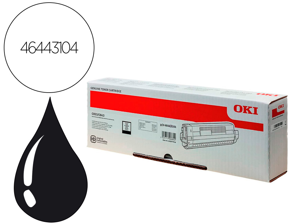 TONER LASER OKI 46443104 COULEUR NOIR 10000 PAG