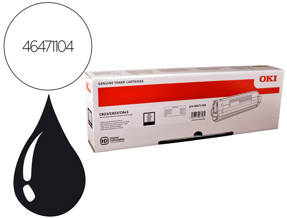 TONER LASER OKI 46471104 COULEUR NOIR 7000 PAG
