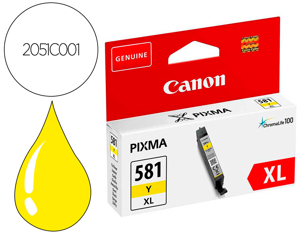 CARTOUCHE CANON JET D'ENCRE CLI-581XL COULEUR JAUNE