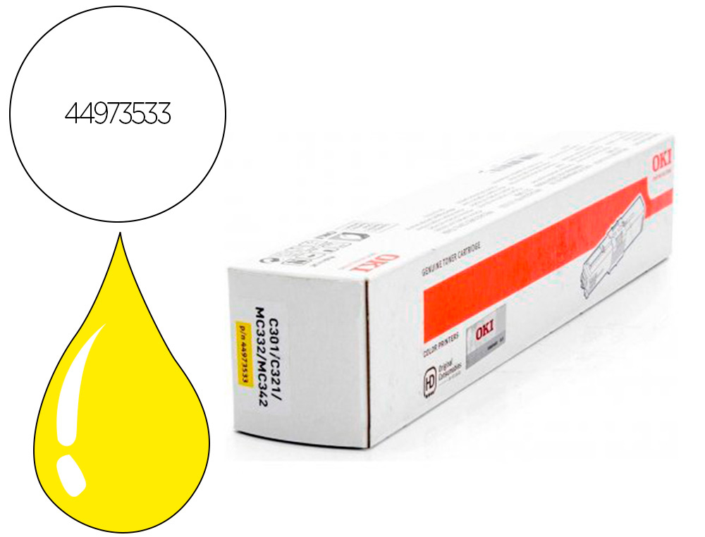 CARTOUCHE OKI MC332/C300SERIES COULEUR      JAUNE 1500 PAG