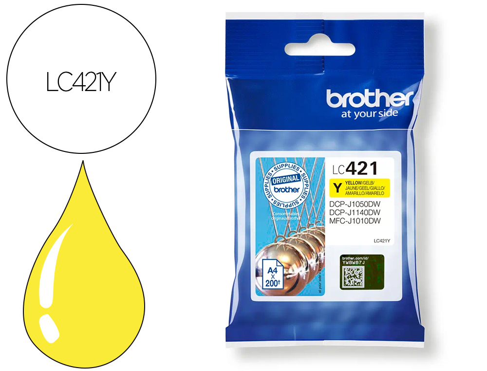 CARTOUCHE BROTHER JET D'ENCRE DCP-J1140DW, MFC-J1010DW,     MFC-J1012DW ENCRE JAUNE