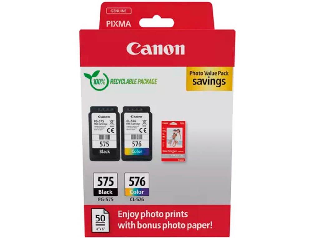 CARTOUCHE CANON ORIGINAL PG-575/CL-576 PACK 2 UNITES   NOIR + CYAN-MAGENTA-JAUNE