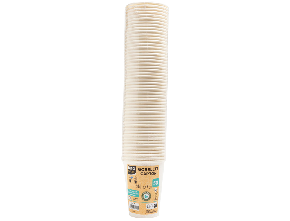 GOBELET EXACOMPTA CARTON 20CL COLORIS BLANC PAQUET 50       UNITES