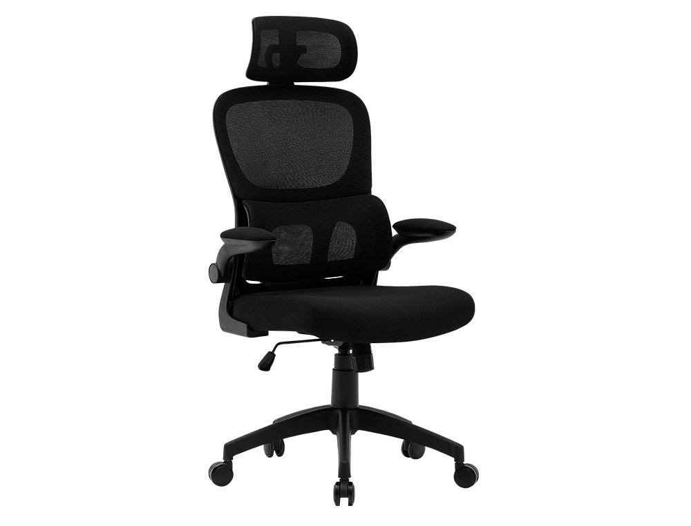CHAISE DIRECTION Q-CONNECT SORRENTO MAILLE BASE METALLIQUE HAUT MAX 1320 LARG 650 PROF 600MM ROUES PREMIUM COLORIS NOIR