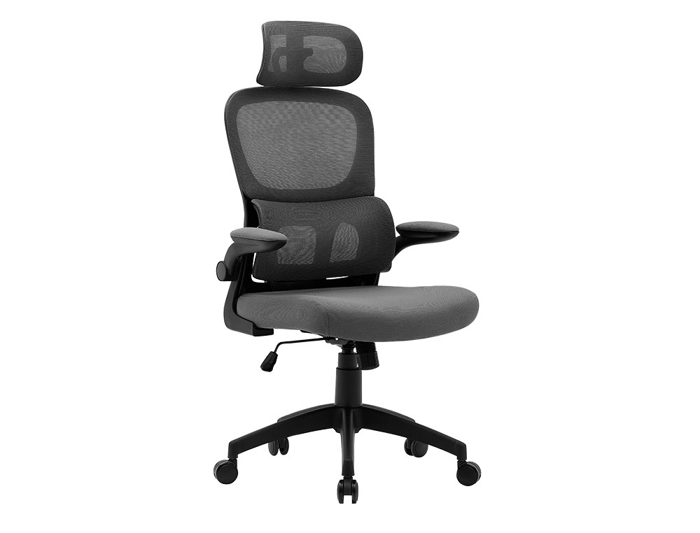 CHAISE DIRECTION Q-CONNECT SORRENTO MAILLE BASE METALLIQUE HAUT MAX 1320 LARG 650 PROF 600MM ROUES PREMIUM COLORIS GRIS