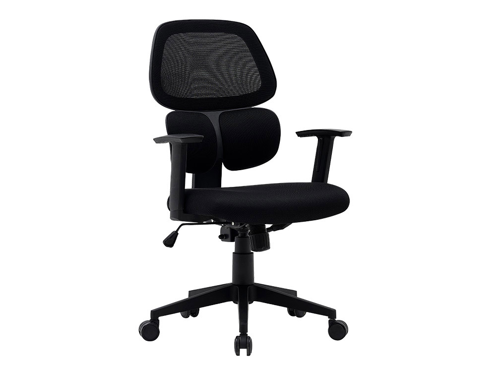 CHAISE OPERATEUR Q-CONNECT ANCONA MAILLE BASE METALLIQUE HAUT MAX 1110 LARG 660 PROF   590 ROUES PREMIUM COLORIS NOIR