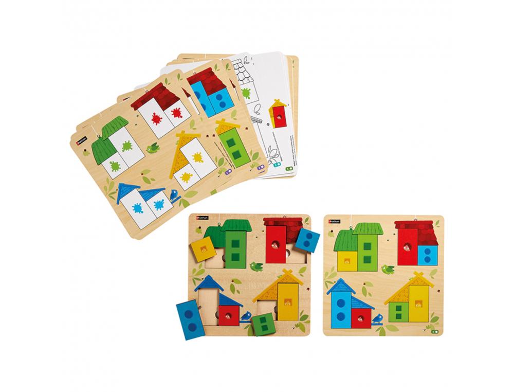 ATELIER LUDITAB NATHAN LES PETITES CABANES LOT DE 2      PUZZLES A SOLUTION MULTIPLES