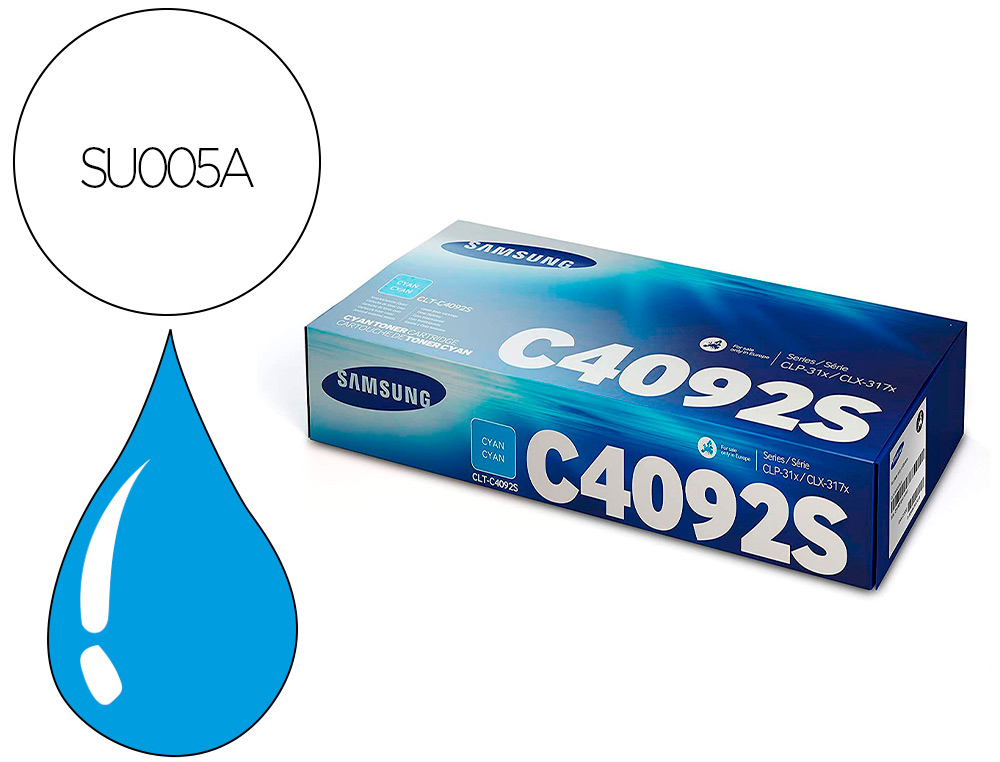 TONER SAMSUNG SU005A MULTIFONCTIONS LASER CLT-C4092S COULEUR CYAN 1000P