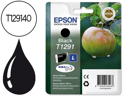 CARTOUCHE EPSON T1291 JET D'ENCRE C13T12914011 COULEUR NOIR 400P