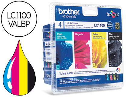 CARTOUCHE BROTHER JET D'ENCRE LC1100VALBP PACK 4 ENCRES