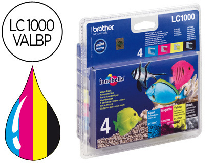 CARTOUCHE BROTHER JET D'ENCRE LC1000VALBP PACK 4 ENCRES