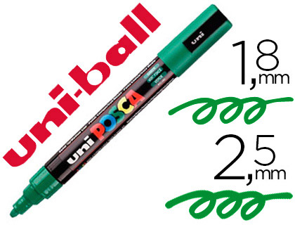 MARQUEUR POSCA PC5M GOUACHE ENCRE INODORE TOUTES SURFACES POINTE MOYENNE CONIQUE COULEUR OPAQUE COUVRANTE VERT FONC