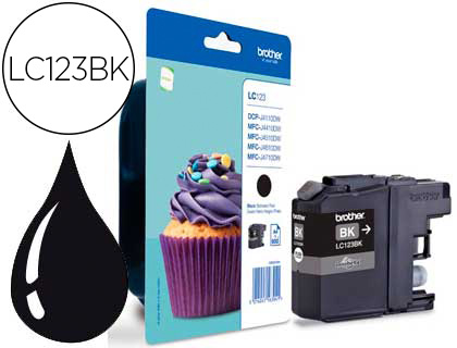 CARTOUCHE BROTHER JET D'ENCRE LC123BK COULEUR NOIR 600P