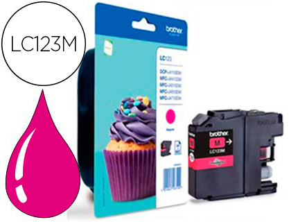 CARTOUCHE BROTHER JET D'ENCRE LC123M COULEUR MAGENTA 600P