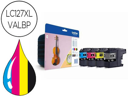 CARTOUCHE BROTHER JET D'ENCRE LC127XLVALBP PACK 4 ENCRES NOIR/CYAN/MAGENTA/JAUNE