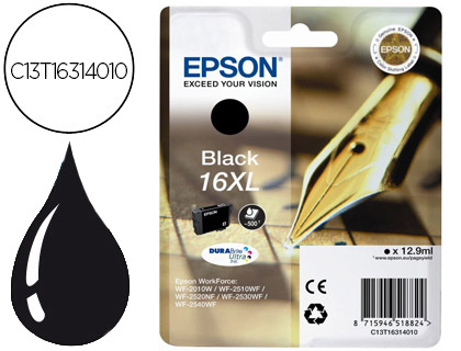 CARTOUCHE EPSON T1631 JET D'ENCRE C13T16314010 COULEUR NOIR HAUTE CAPACIT 500P