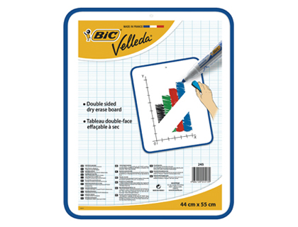 TABLEAU BLANC VELLEDA DOUBLE FACE EFFAABLE UNIE OEILLET SUSPENSION LIVR SOUS FILM 55X44CM