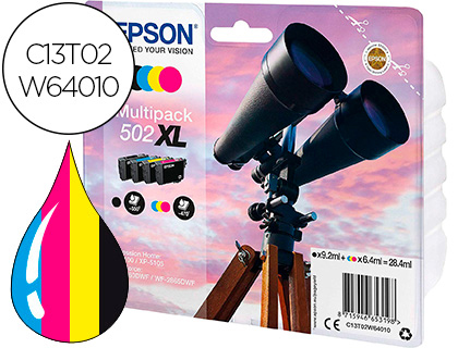 CARTOUCHE EPSON JET D'ENCRE 502 XL EXPRESSION HOME XP 5105 PACK COULEUR CYAN/JAUNE/MAGENTA COULEUR NOIR