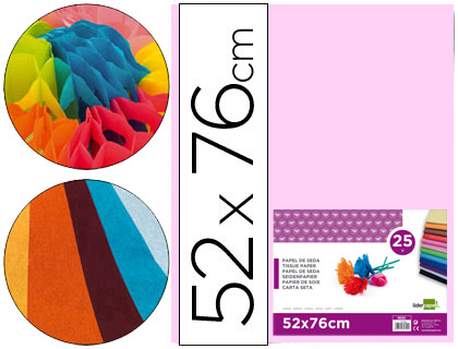 PAPIER DE SOIE LIDERPAPEL 52X76CM 18G/M2 UNICOLORE ROSE SACHET 25F
